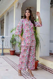Lookmark Women'S Trendy Printed Cotton Blend Straight Rama Color Kurta And Palazzo Set (Az-Lm-P1-Ks2075 Rama-Xl)