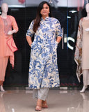 Gosriki Women'S Rayon Viscose A-Line Printed Kurta With Pant (Dishaan Blue-Vks01-Gs_L_Blue_Large),Blue,,B0F54CM2WM