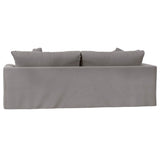 Sunset Trading Newport Slipcovered Recessed Fin Arm 94 Sofa | Stain Resistant Performance Fabric | 4 Throw Pillows | Gray