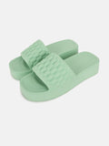 Ortho Joy Eva Sliders For Women || Waterproof & Everyday Flip Flops For Ladies || Slippers With Cushion Foot Bed || Anti-Slip Sole || Sweat Free || Super Flexible,Light Green,5,B0DQTHSGCX