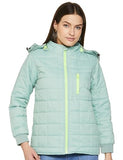 Fyltr Women'S Puffer Jacket With Detachable Hood - Full Zipper | Rib Hem & Cuff | Contrast Trims | Casual Winterwear For Women,Arctic Mint,Arctic Mint,Xl