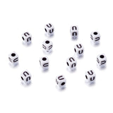 240pcs Opaque Acrylic Letter U Cube Beads White Plastic Alphabet Loose Spacer Square Beads 4-5mm for DIY Name Bracelet Necklace