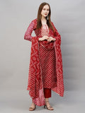 Anni Designer Women'S Cotton Blend Straight Printed Kurta With Pant & Dupatta (Doremi-Red-Bhn_Xxl_Red_Xx-Large),Red,2XL,Cotton Blend,DOREMI NAVY_066,Kurta, Scarf