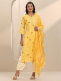 Libas Women'S Cotton Blend Kurta Sets (400068O_Yellow_Xl)