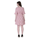 Dhruvi Trendz Womens Rayon Women Western Dresses Regular Fit Dt-Wd1067 (Dt-Wd1068_Peach_L)