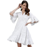 Ishin Women'S Cotton Above Knee Lenght A-Line Indo Western Dress Dhtopknm-13023_M_White