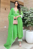 Gosriki Women'S Rayon Blend Anarkali Embroidered Kurta With Pant & Dupatta (Niket Green-Gs_M_Green_Medium),Green,,B0DRNMMRYX
