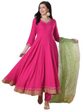 Gosriki Women'S Rayon Viscose Solid Anarkali Kurta With Pant & Dupatta (Samda Rani-Vks01-Gs_L_Pink_Large),Pink,,B0DTK6S87W