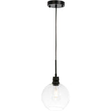 Living District Emett 1-Light Metal Pendant In Black And Clear Glass