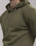 Adro Men'S Cotton Neck Hooded Sweatshirt (H24-M-Pln-Ol-M_Olive)