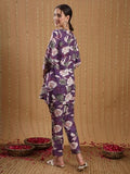 Anni Designer Women'S Cotton Blend Printed Pajama Set Ethnic Co-Ord Set (Aatishi Purple_Xl_Purple_X-Large),Purple,XL,Cotton Blend,regular,Pant
