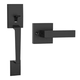 HOSOM Matte Black Front Door Handle No Lock Exterior Door Handle Set with Reversible Lever, Entry Door Handleset for Right & Lef