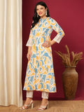 Gosriki Women'S Rayon Viscose A-Line Printed Kurta With Pant (Mandal Yellow-Vks01-Gs_S_Yellow_Small),Yellow,,B0F13V8BW6