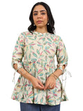 Libas Women'S Silk Blend Printed Anarkali Kurti (29629_Off White_Xxl)