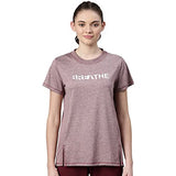 Enamor Womens Athleisure A306-Dry Fit with Antimicrobial & Sweat Wicking Crew Neck Short Sleeve Breathe Active Wear T-Shirt (A306_Dry Blood Melange_L),Dry Blood Melange
