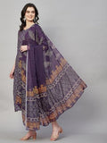 Gosriki Women'S Rayon Floral Printed Straight Kurta With Pants & Dupatta (Shank-Purple-Nw-Gs_M_Purple_Medium),Purple,,B0CR3K3VHX