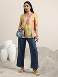 Libas Women'S Silk Blend Printed Regular Tunic Shirt (98198 Yellow Yellow S