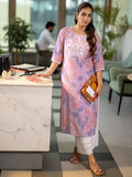 Libas Women'S Silk Blend Leheriya Straight Kurtas (29501O_Lavender_Xl)