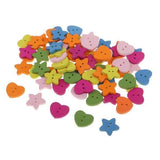 Merishopp 6X20G Colorful Love Heart Star Wooden Buttons 2Holes Sewing Craft Scrapbook
