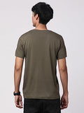 ADRO Men's Believe Design Printed T-Shirt (L, Olive Green)