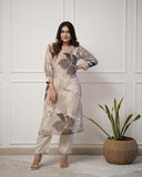 Anni Designer Women'S Rayon Viscose Straight Printed Kurta With Pant (Kitimat Cream_S_Cream_Small),Cream,S,Rayon,Casual,