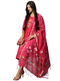 Gosriki Women'S Chanderi Cotton Straight Printed Kurta With Pant & Dupatta (Natkat Pink-Nw-Gs_Xxl_Pink_Xx-Large),Pink,2,B0CLH8KC3Q