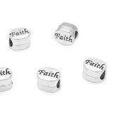 40pcs Faith Beads Large Hole Bead (4.5mm Hole) Antique Silver
