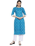 Gosriki Women'S Blue Pure Cotton Straight Kurta With Plazzo (Aria Blue_Xl),Blue,,B08KF1R6G8