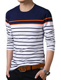 Eyebogler Men Regular Stripe Full Sleeve T-Shirt(S-T50-Nbor_Navy_S)