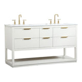 Elegant Decor Larkin 60 Solid Wood Mdf Single Bathroom Vanity In White