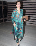 Anni Designer Women'S Chanderi Cotton Straight Printed Co-Ord Set (Kareena Green Co-Ord-Nkl_Xxl_Green_Xx-Large),Green,2XL,Calf Length,Classic,