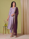 Gosriki Women'S Rayon Viscose Printed Straight Kurta With Pant & Dupatta (Udh Purple-Vks03-Gs_L_Purple_Large),Purple,,B0F38JHNXN