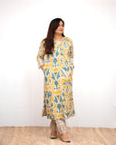 Gosriki Women'S Rayon Viscose A-Line Printed Kurta With Pant (Mandal Yellow-Gs_Xxl_Yellow_Xx-Large),Yellow,2,B0DVPNRX2H