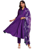 Anni Designer Women'S Rayon Viscose Solid Anarkali Kurta With Pant & Dupatta (Bhagvath Begani-Vks02_Xl_Begani_X-Large),Begani,XL