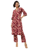 Libas Women'S Cotton Blend Kurta Sets (400592_Maroon_S)