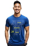 Adro Never Give Up Printed T-Shirt For Men - 100% Cotton, Regular Fit, Soft Breathable Fabric | Rn23-M-Nvr-Rb-S Royal Blue