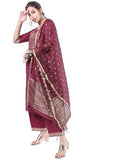 Ketch Polyester Womens Kurta&Duppatapalazzo (Khk3000091_Berry Berry M