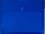 JAM PAPER Plastic Expansion Envelopes with Hook & Loop Closure - Letter Booklet - 9 3/4 x 13 with 1 Inch Expansion - Blue - 3/Pa