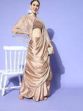 Womanista Womens Solid Satin Saree With Embellished Cape (Ti2765_Silver)