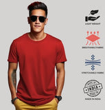 Adro Men'S Solid Regular Fit T-Shirt (Rcm2-Pln-Rd-Pt_Red,Pista