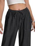 Toplot Women'S Wide-Leg Drawstring Jeans Pants (Wide-Leg-Jeans-5251-Black-30),Black,30,B0F299KP11