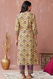 Gosriki Women'S Rayon Blend Straight Printed Kurta With Pant & Dupatta (Madhu Yellow-Gs_Xl_Yellow_X-Large),Yellow,,B0DFY31812