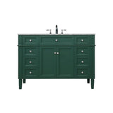 Elegant Decor Park Avenue 48 Metal Mdf Marble Single Bathroom Vanity In Green