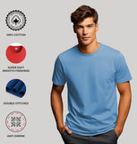 Adro Men'S Solid Regular Fit T-Shirt (Rcm2-Pln-Mu-Sk_Mustard,Sky Blue