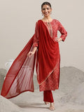 Libas Women'S Viscose Rayon Kurta Set (400269I Red 2Xl