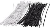 Hakuho 200Piece Reusable Metallic Twist Cable Ties Fasten And Organize Wires With Ease (6 Inch, Black And White) Durable Co