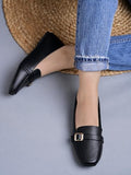 Shoetopai Women'S Black Classic Loafer Belly Shoes With Buckle Detail Comfortable Slip-On Flats For Office & Daily Eu39,Black,6,B0DM69L2S2