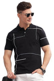 Adro Men'S Solid Regular Fit Polo Shirt (Pnop24-L1-Blwhgr_Black