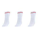 Mukhaksh (Pack Of 3 Pairs = 6 Socks Boys Kids White Socks With Red Stripes Border Lining White With Red Stripes Calf Length