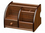 CLEMATIS Wooden Pen Stand Desk Organizer for Office Table with Drawer | Stylish Mobile Stand Pen/Pencil Remote Holder Storage Bo